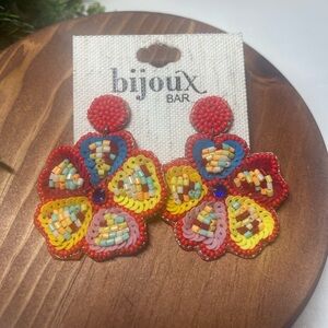 Colorful Beaded Flower Earrings